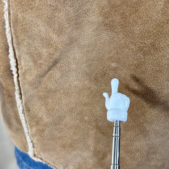 Vintage Y2k Brown Suede Leather Sherpa Lined Coat Cabincore Gorpcore Outdoor M - Picture 13 of 14